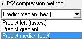 YUY2 compression method menu