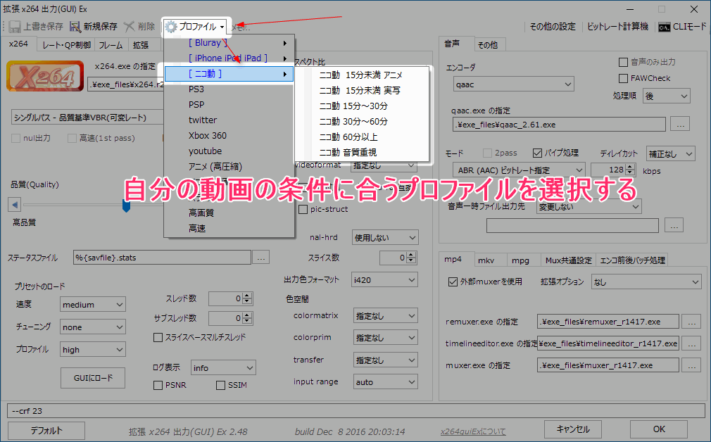 Aviutl ニコニコ用の高画質 高音質な動画を作る方法 X264guiex Aviutlの易しい使い方