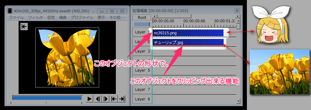 Aviutl 上のオブジェクトでクリッピング の使い方 自由な形状で